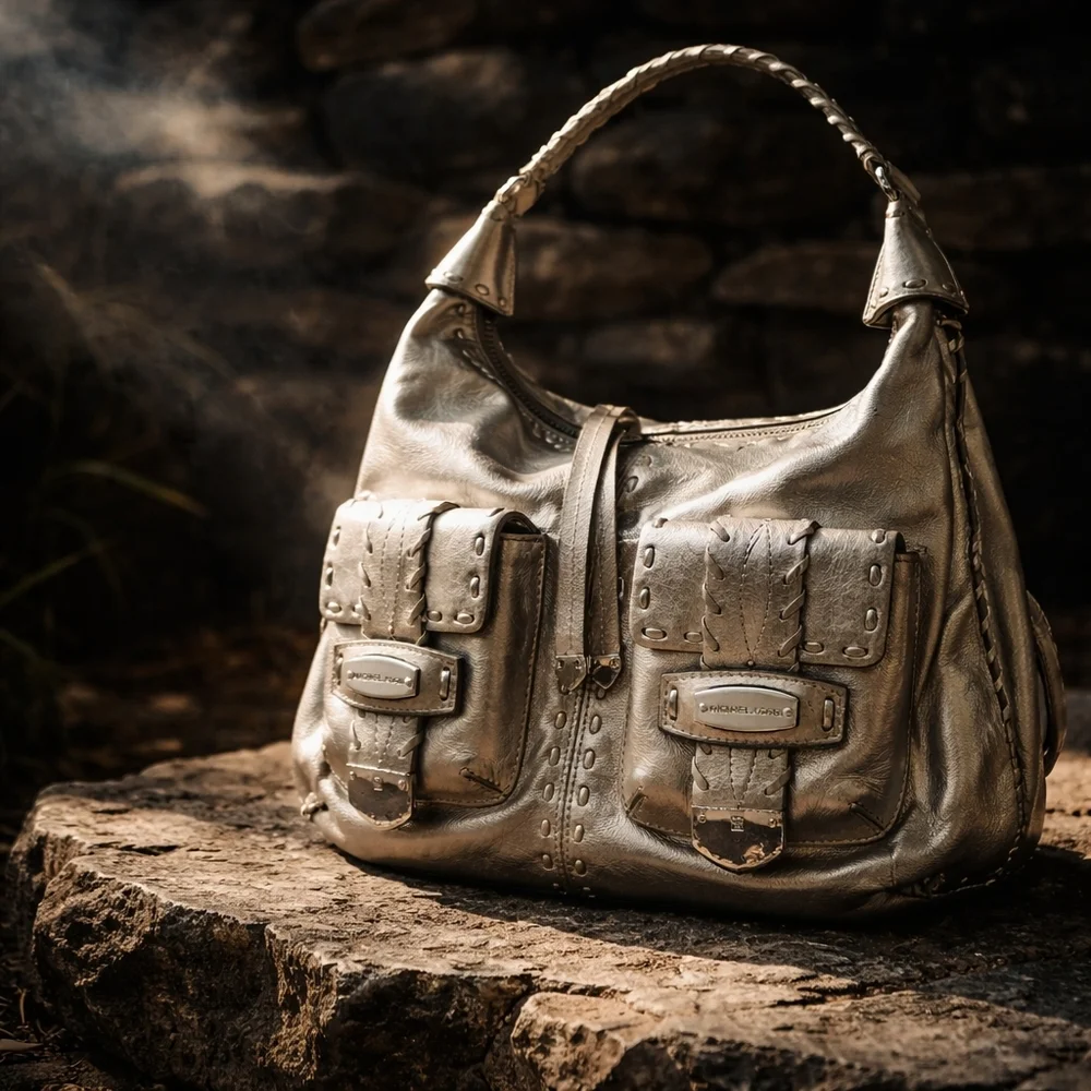 Michael Kors Metallic Silver Hobo Bag - Picture 1 of 4